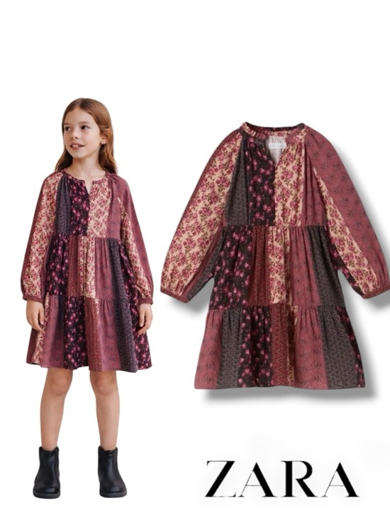 Zara Other - ZARA Kids Maroon Patchwork Dress NWT Size 12